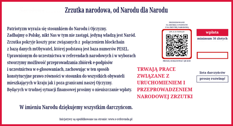 NARODOWA ZRZUTKA TRWAJA PRACE