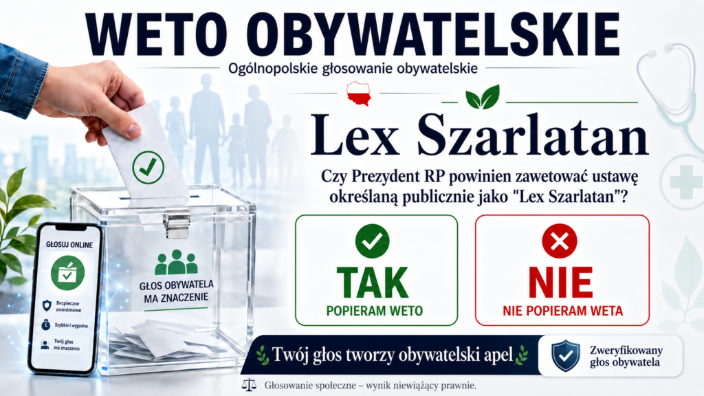 Czy Prezydent Rzeczypospolitej Polskiej powinien zawetować ustawę określaną publicznie jako ‘Lex Szarlatan’?